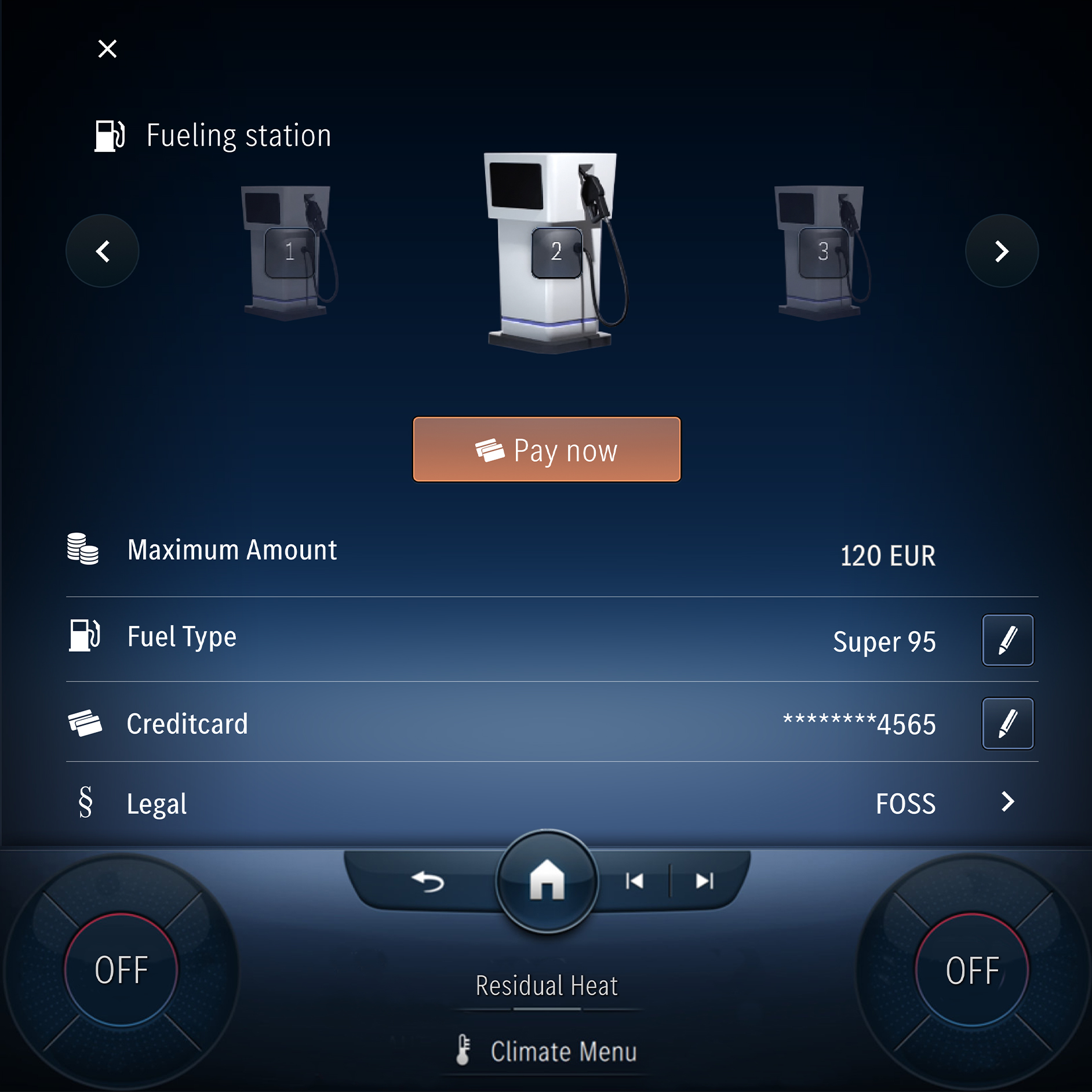 Fuel & Pay | Standard Equipment | Mercedes-Benz Fuel & Pay as part of the Standard Equipment of the Digital Extras of Mercedes-Benz.