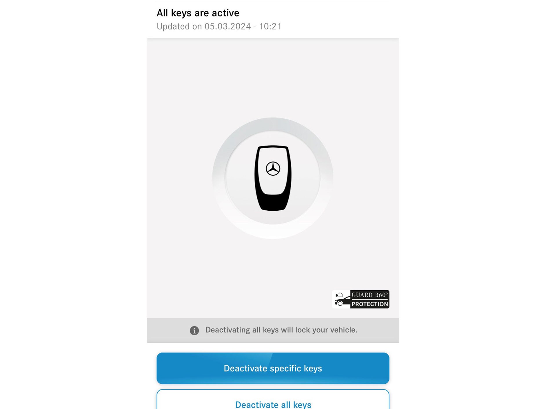 Menu của tính năng bổ sung kỹ thuật số Tắt khóa khẩn cấp khi được hiển thị trên smartphone.