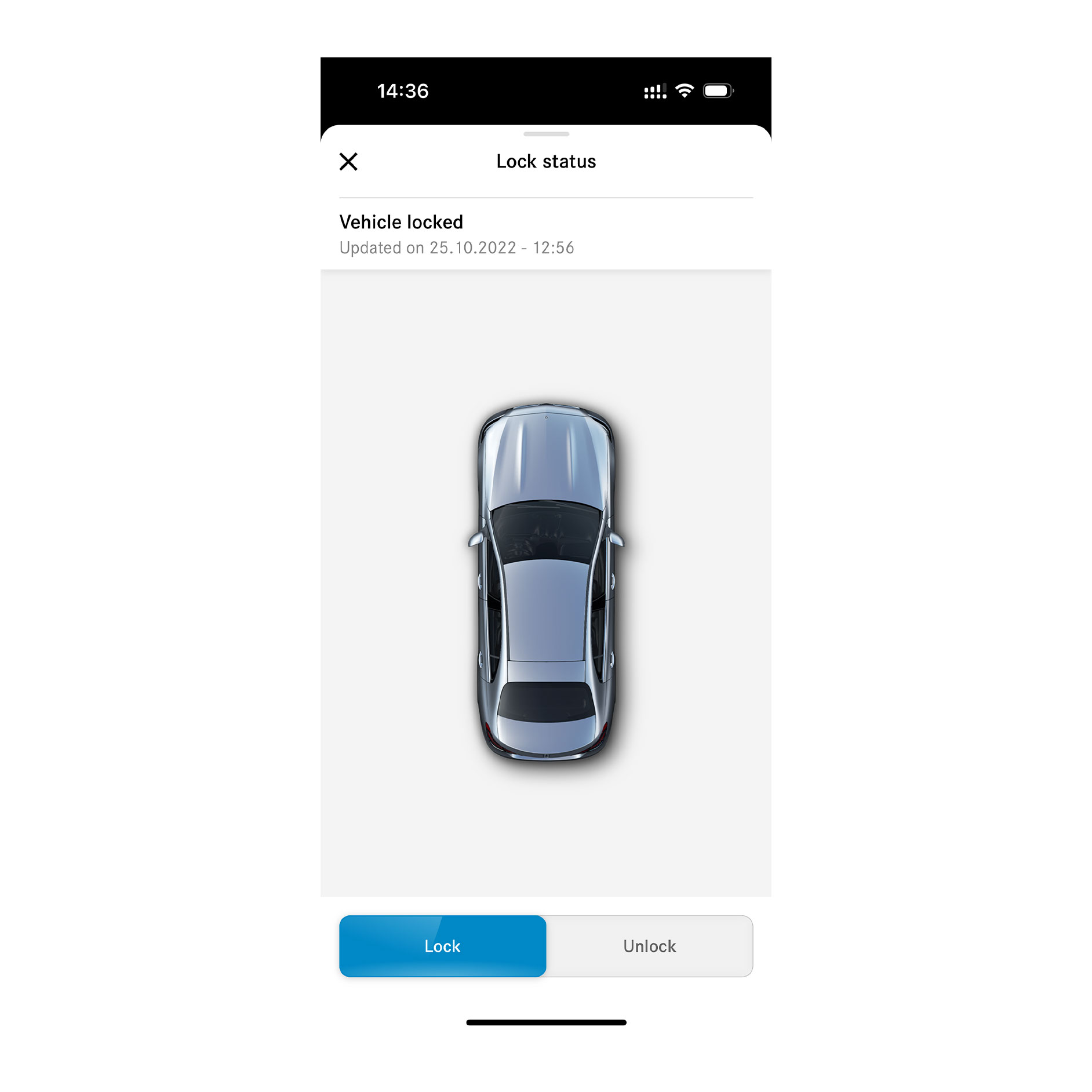 Khóa và mở khóa cửa từ xa | Từ xa | Mercedes-Benz Trên smartphone, bạn có thể thấy màn hình xuất hiện khi tính năng bổ sung kỹ thuật số Khóa và mở khóa cửa từ xa xác định rằng tất cả các cửa đều được khóa.