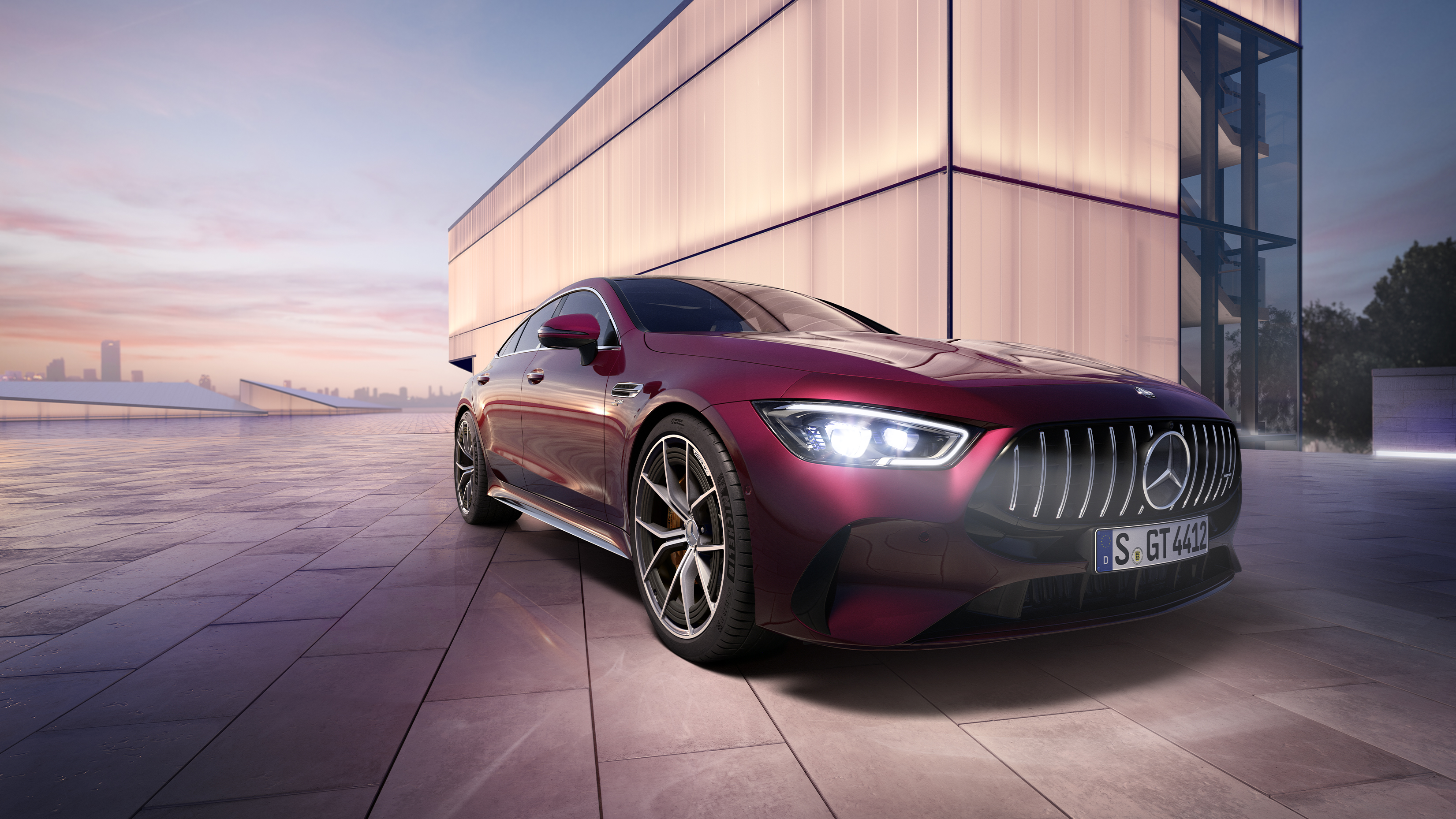 Ngoại thất | GT Coupé 4 cửa | Mercedes-AMG Mẫu xe Mercedes-AMG GT Coupé 4 cửa khi nhìn từ phía trước.