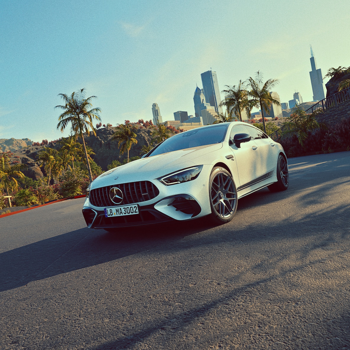 Side view of the exterior of the Mercedes-AMG GT 53 4MATIC+.