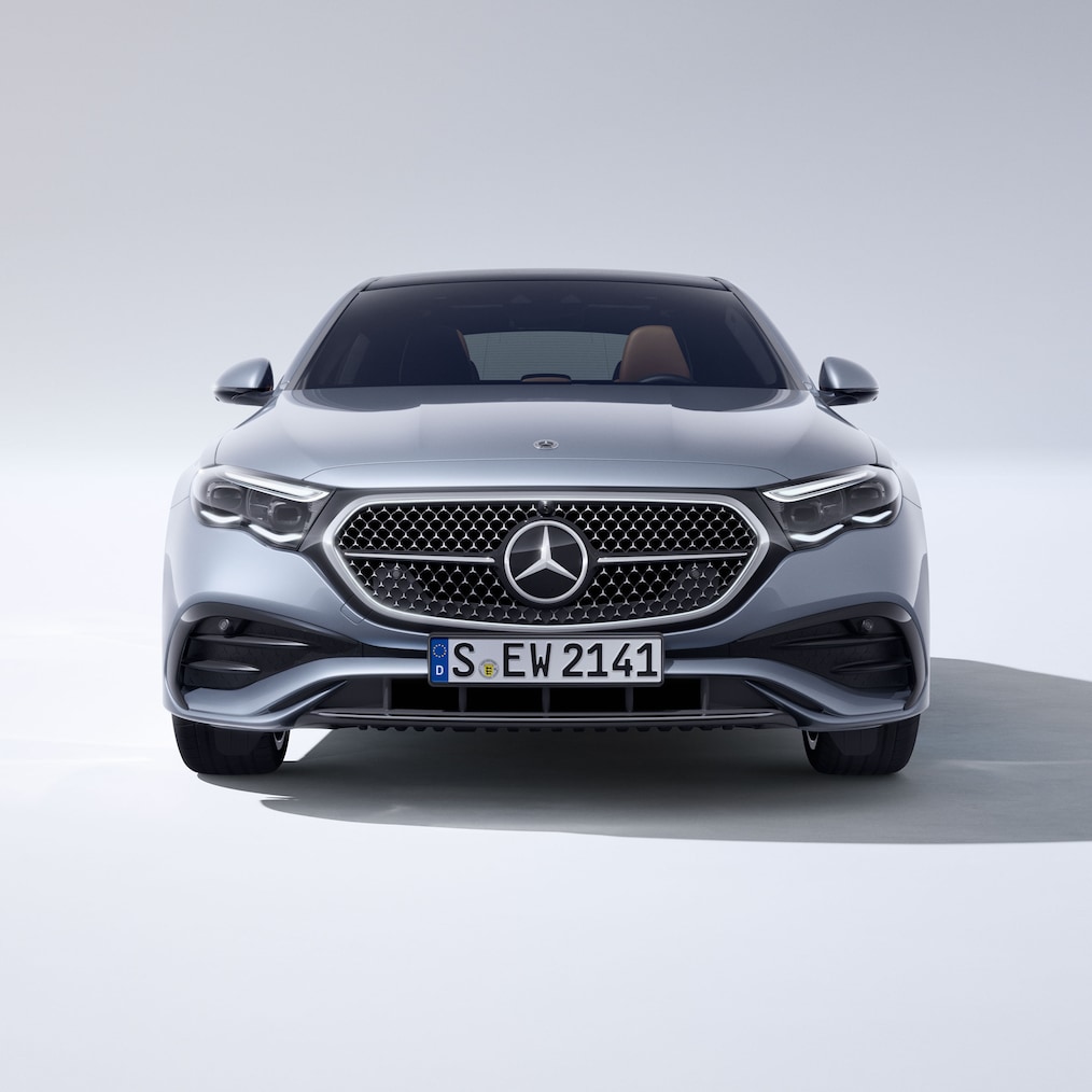 A front view of the Mercedes-Benz E-Class.