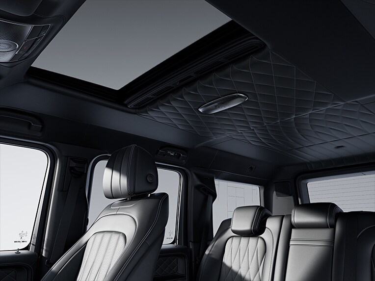 The Mercedes-Benz all-electric G-Class with the MANUFAKTUR Full Leather Package.