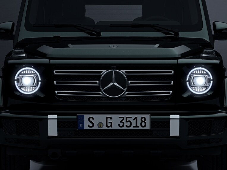 A front view of the Mercedes-Benz G-Class.