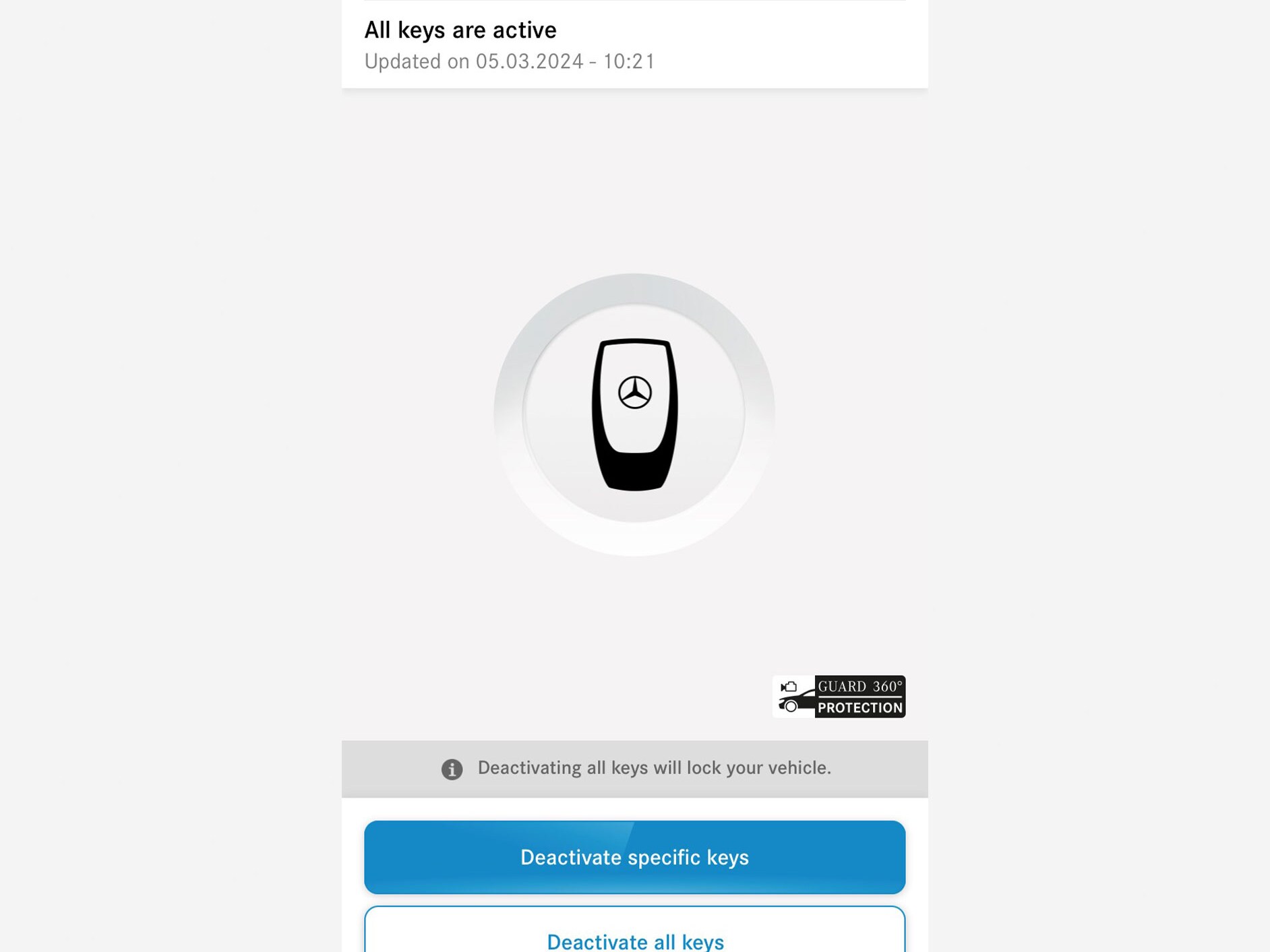 Menu của tính năng bổ sung kỹ thuật số Tắt khóa khẩn cấp khi được hiển thị trên smartphone.