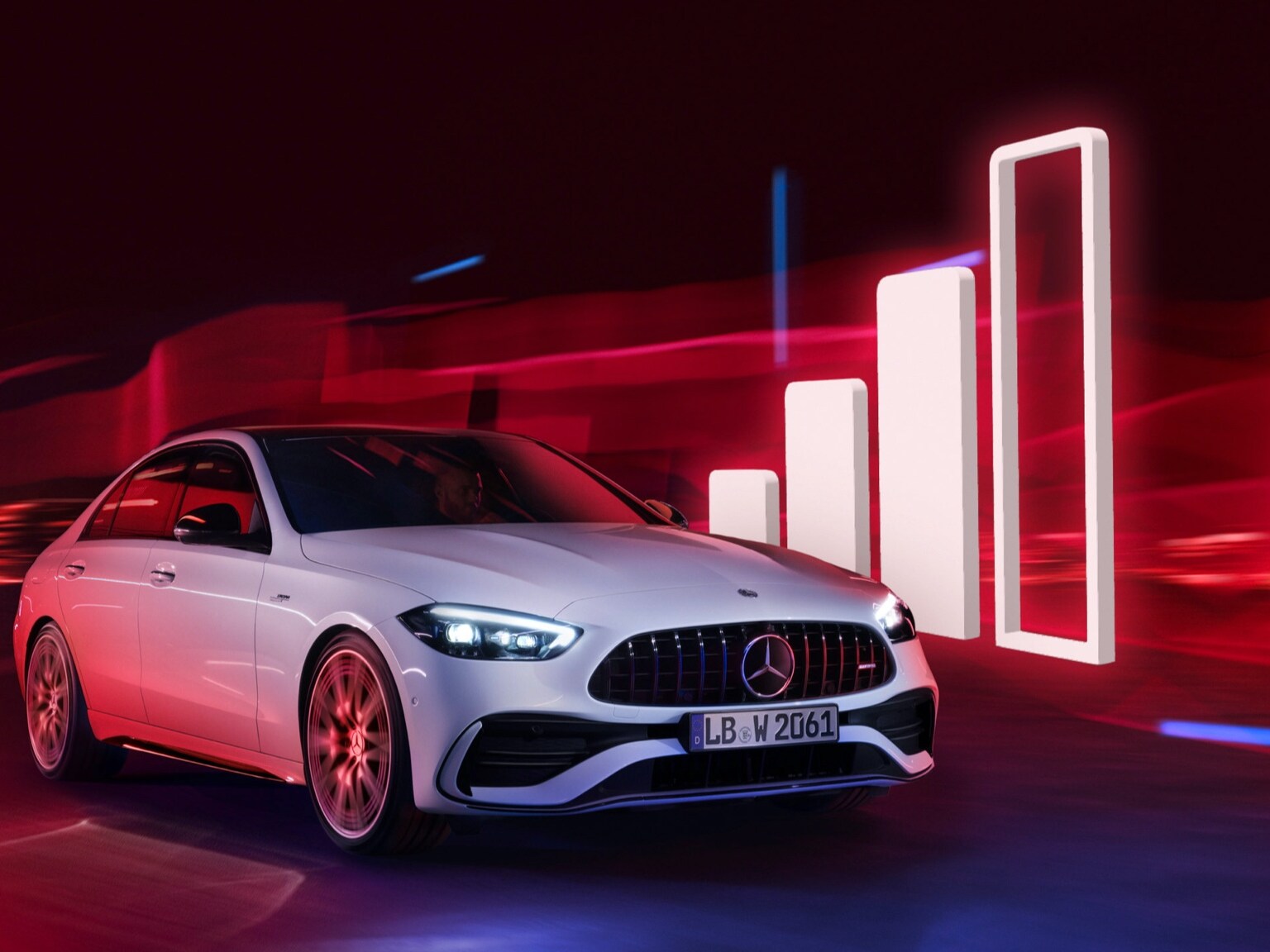 Một chiếc Mercedes-Benz đang lái xe ngang qua hiển thị của các vạch thu sóng.