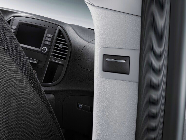 Electric operation allows the sliding doors to be opened and closed at the touch of a button without the driver having to get out.