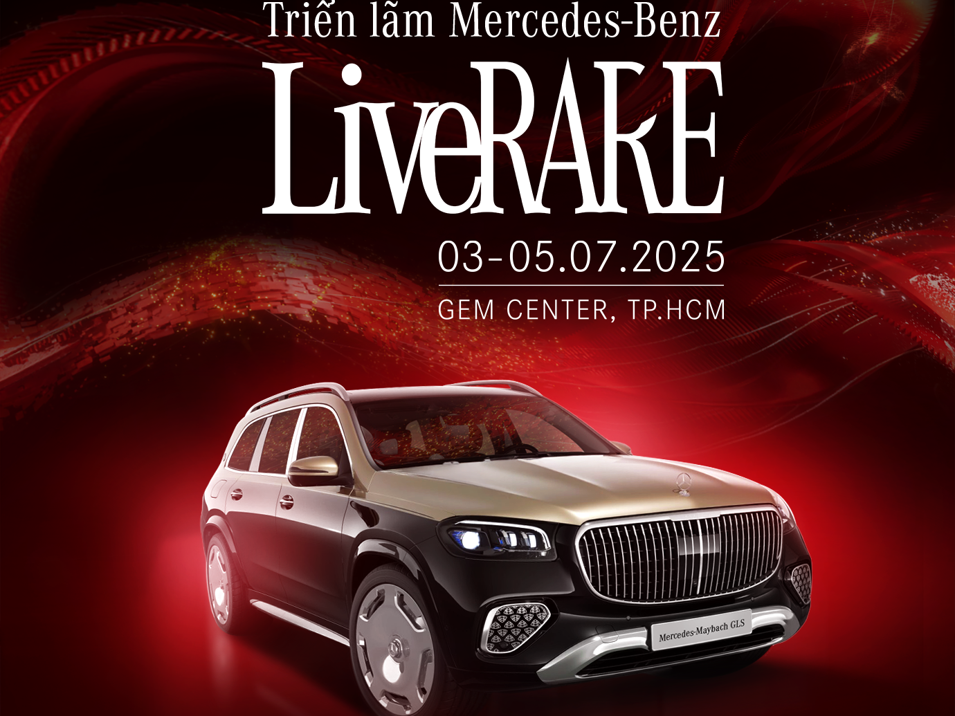 Xe Mercedes-Maybach GLS FL trên phông nền dải lụa đỏ