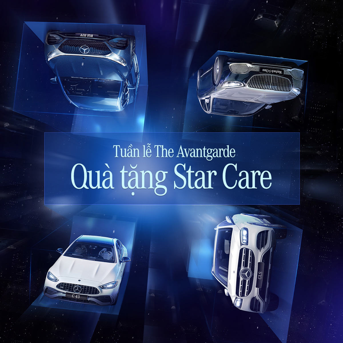 Tuần lễ The Avantgarde: Tận hưởng quà tặng Star Care Xe Mercedes-AMG C43, Mercedes-Benz GLS, Mercedes-Maybach S-Class và Mercedes-Benz EQE SUV