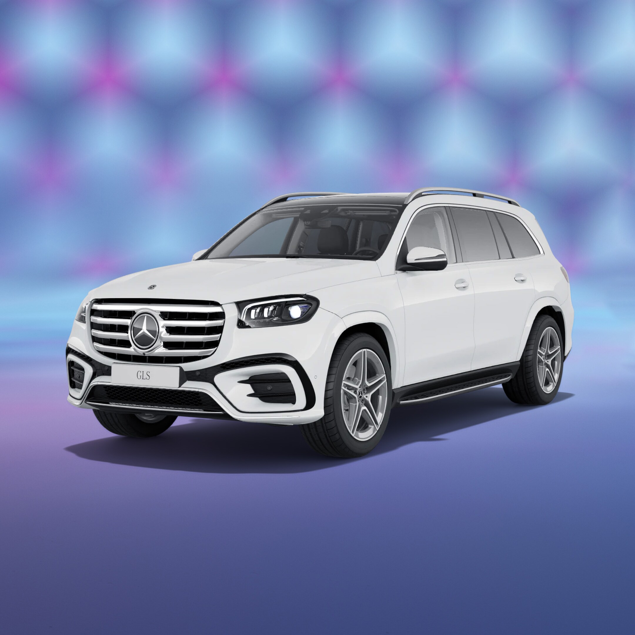 Mercedes-Benz GLS on a colourful background