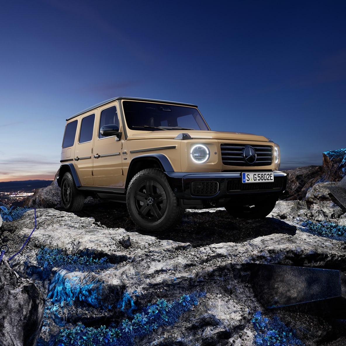 The Design box on the rear door of a Mercedes-Benz G 580 with EQ Technology.