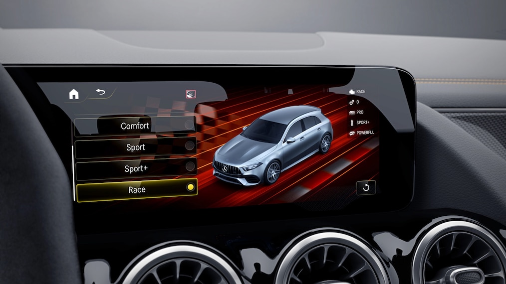 Rear side view of a Mercedes-AMG GLA 45 S 4MATIC+.