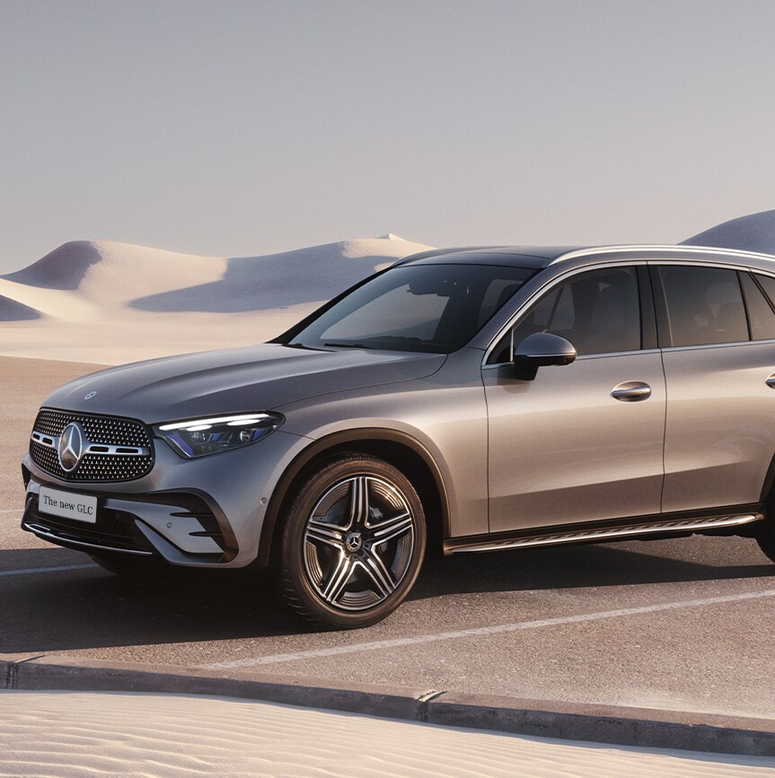 Angled front view of the all-new Mercedes-Benz GLC SUV X254.